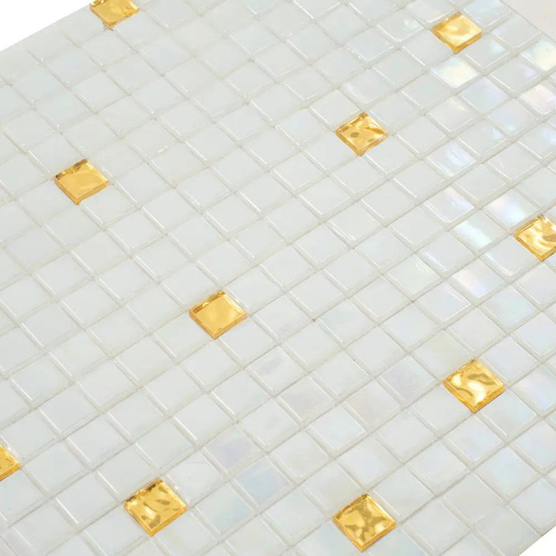 White Gold 12x12 Glossy Uniform Square Glass Mosaic Tile (20 pack, 18.69 sq ft/case) by Apollo Tile
