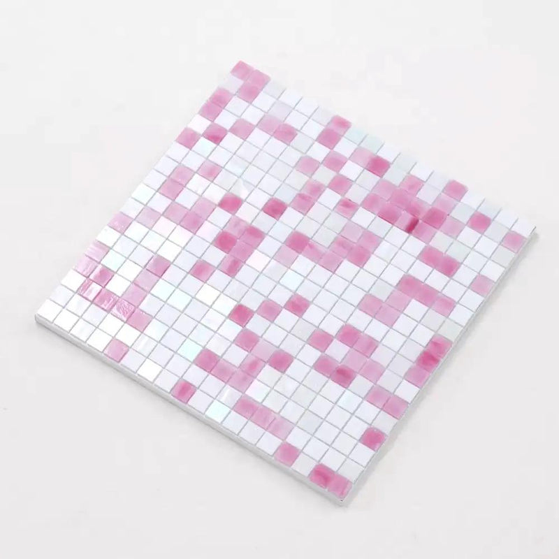 White Soft Pink 12x12 Glossy Uniform Square Glass Mosaic Tile (20 pack, 18.69 sq ft/case) by Apollo Tile