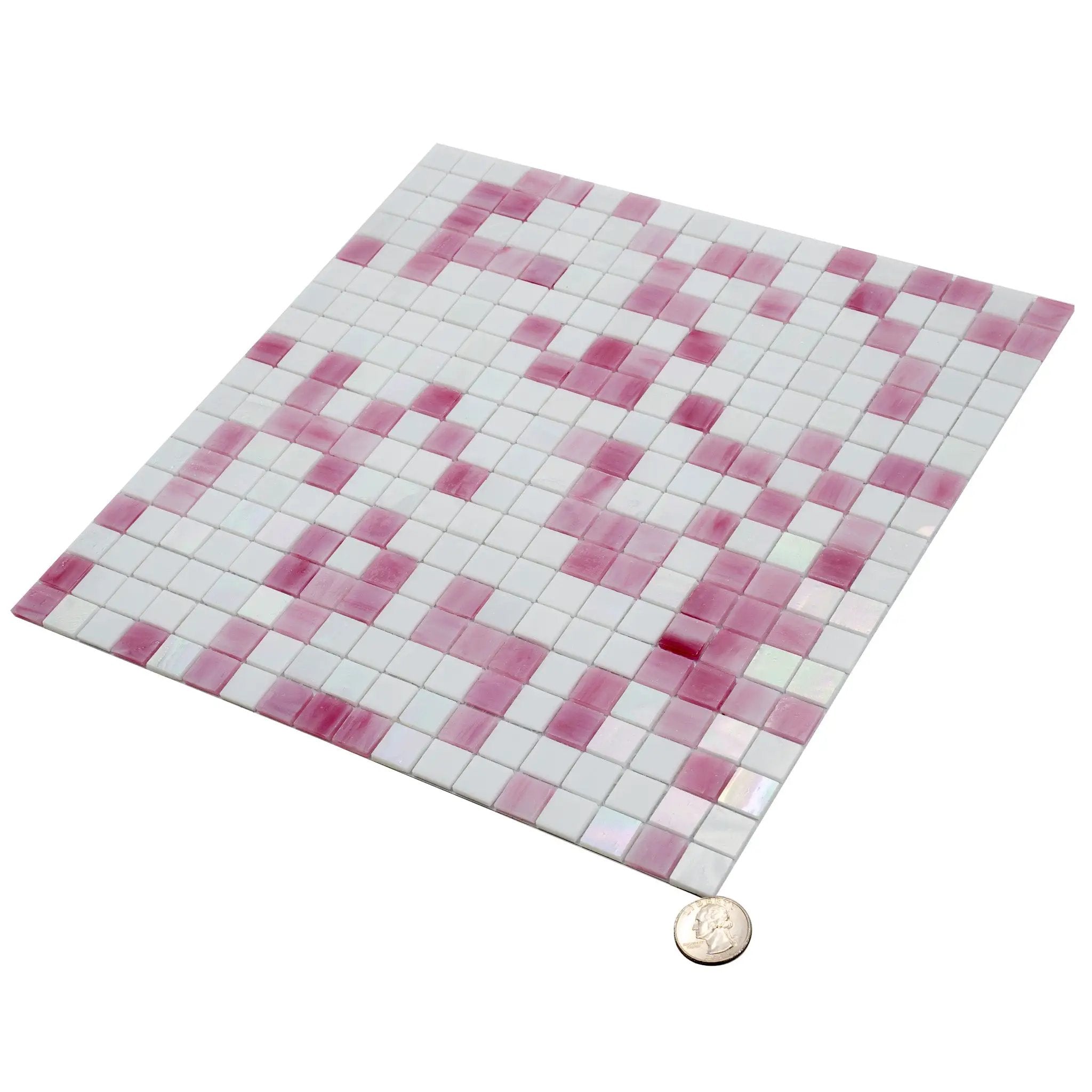 White Soft Pink 12x12 Glossy Uniform Square Glass Mosaic Tile (20 pack, 18.69 sq ft/case) by Apollo Tile