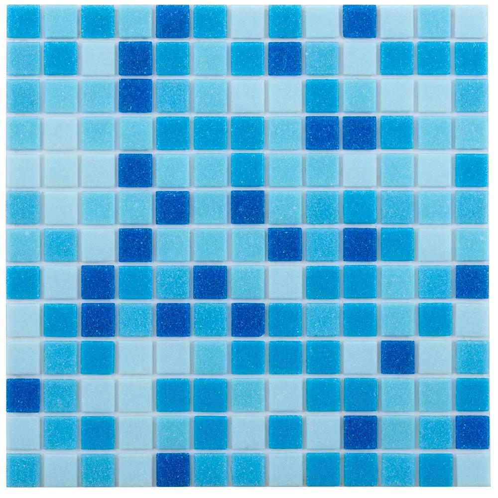 Blue White 12x12 Uniform Square Glossy Glass Mosaic Tile (20 pack, 20 sq ft/case) by Apollo Tile