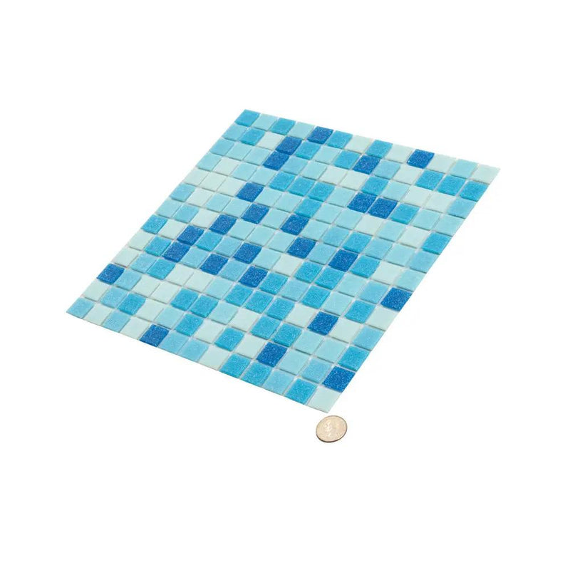 Blue White 12x12 Uniform Square Glossy Glass Mosaic Tile (20 pack, 20 sq ft/case) by Apollo Tile