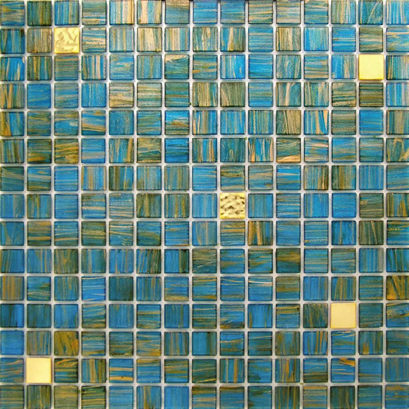 Blue Yellow 12x12 Glossy Uniform Square Glass Mosaic Tile (20 pack, 20 sq ft/case) by Apollo Tile