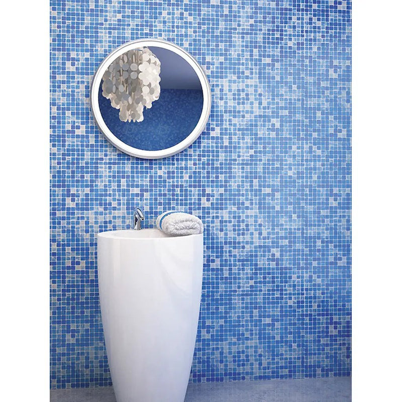 Olympic blue 12x12 Glossy Uniform Square Glass Mosaic Tile (20 pack, 20 sq ft/case) by Apollo Tile
