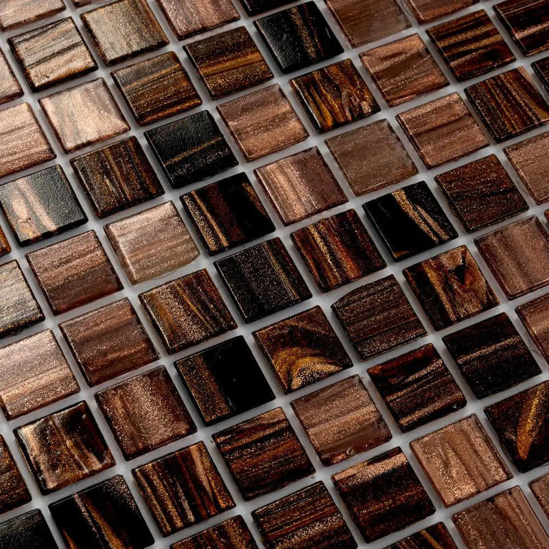 Brown Yellow 12x12 Glossy Uniform Square Glass Mosaic Tile (20 pack, 20 sq ft/case) by Apollo Tile