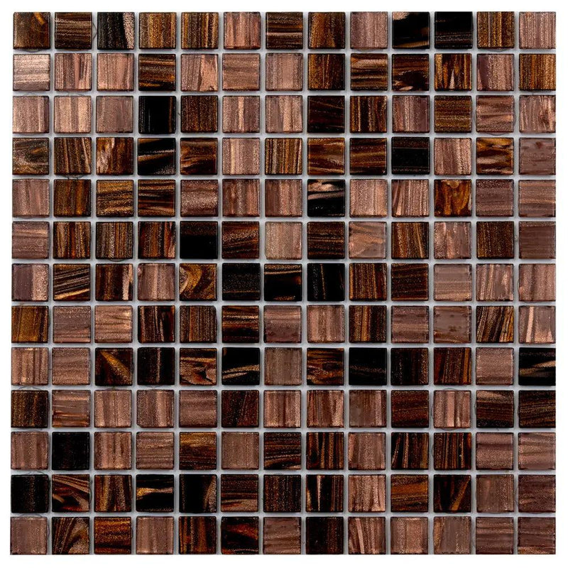 Brown Yellow 12x12 Glossy Uniform Square Glass Mosaic Tile (20 pack, 20 sq ft/case) by Apollo Tile
