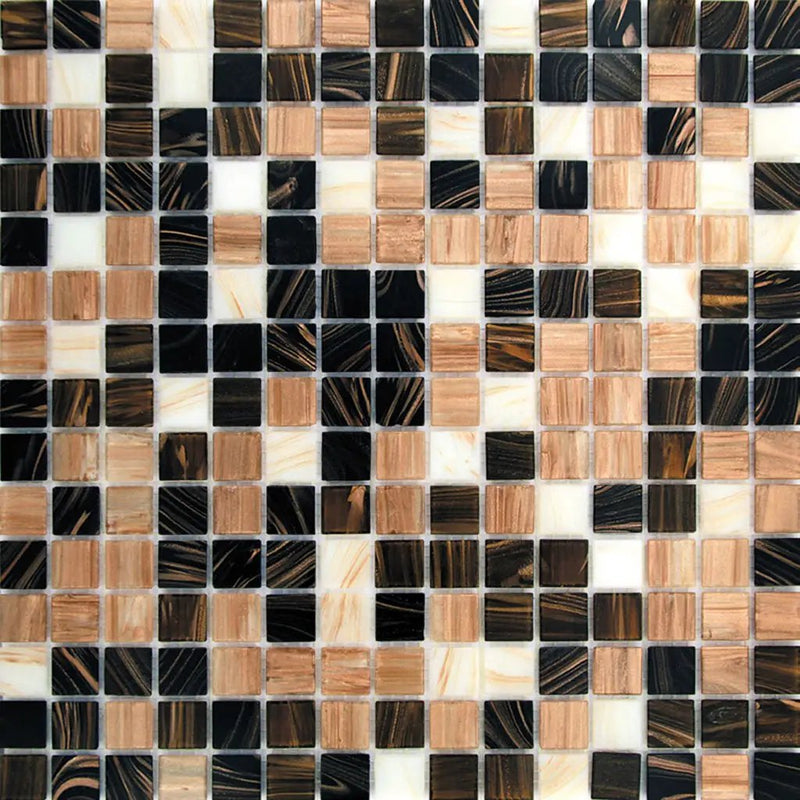 Brown Beige 12x12 Glossy Uniform Square Glass Mosaic Tile (20 pack, 20 sq ft/case) by Apollo Tile