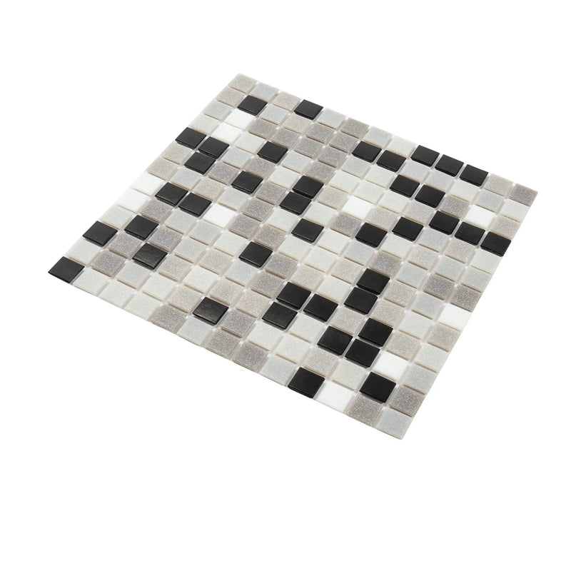 Gray Black 12x12 Glossy Uniform Square Glass Mosaic Tile (20 pack, 20 sq ft/case) by Apollo Tile