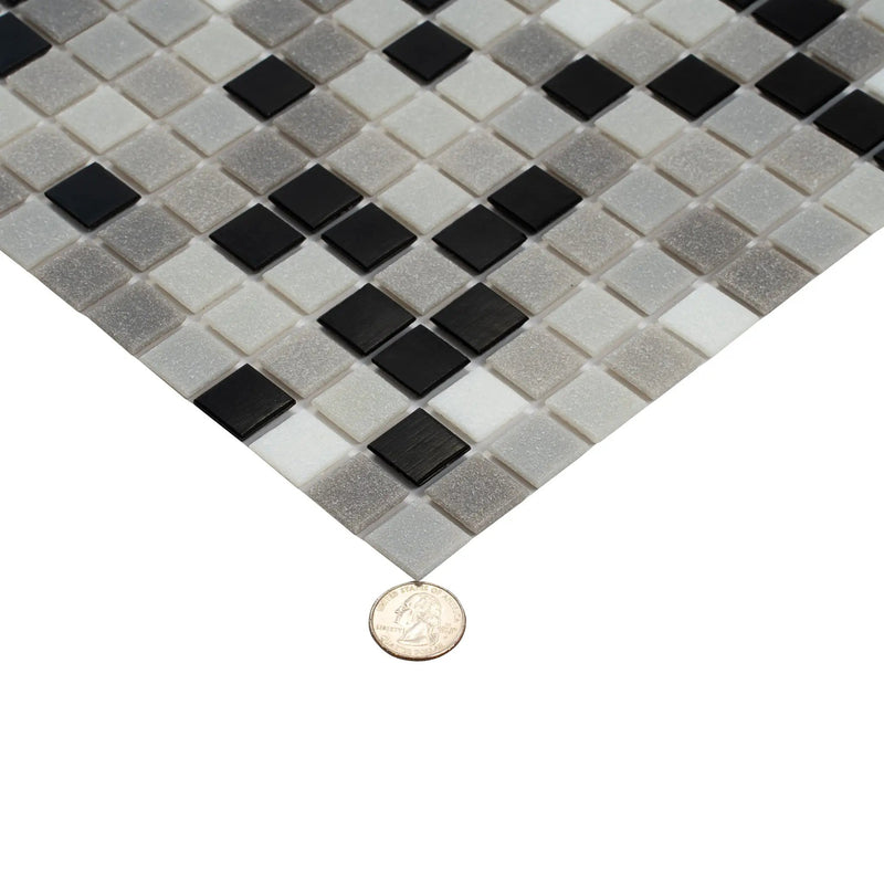 Gray Black 12x12 Glossy Uniform Square Glass Mosaic Tile (20 pack, 20 sq ft/case) by Apollo Tile