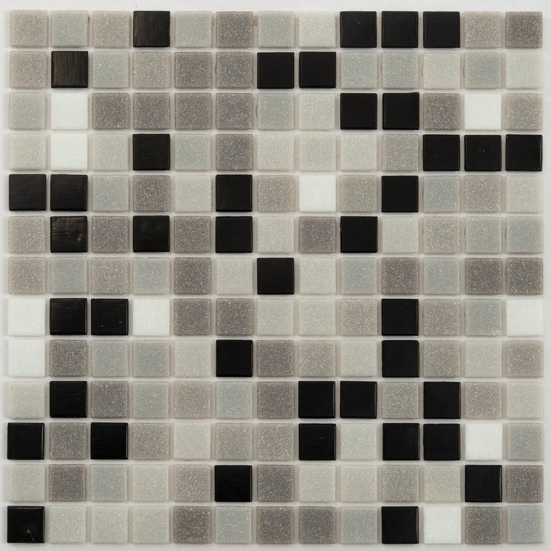 Gray Black 12x12 Glossy Uniform Square Glass Mosaic Tile (20 pack, 20 sq ft/case) by Apollo Tile