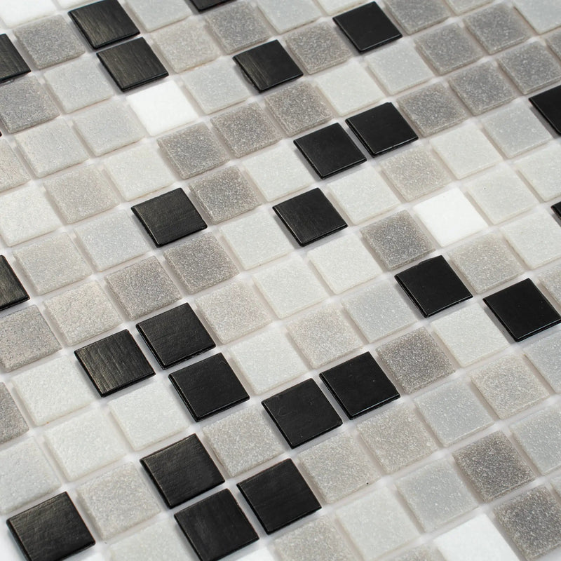 Gray Black 12x12 Glossy Uniform Square Glass Mosaic Tile (20 pack, 20 sq ft/case) by Apollo Tile