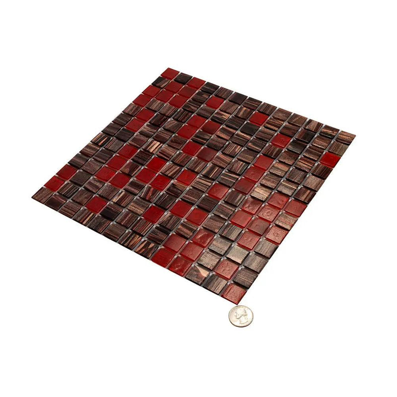 Berry Red 12x12 Glossy Uniform Square Glass Mosaic Tile (20 pack, 20 sq ft/case) by Apollo Tile