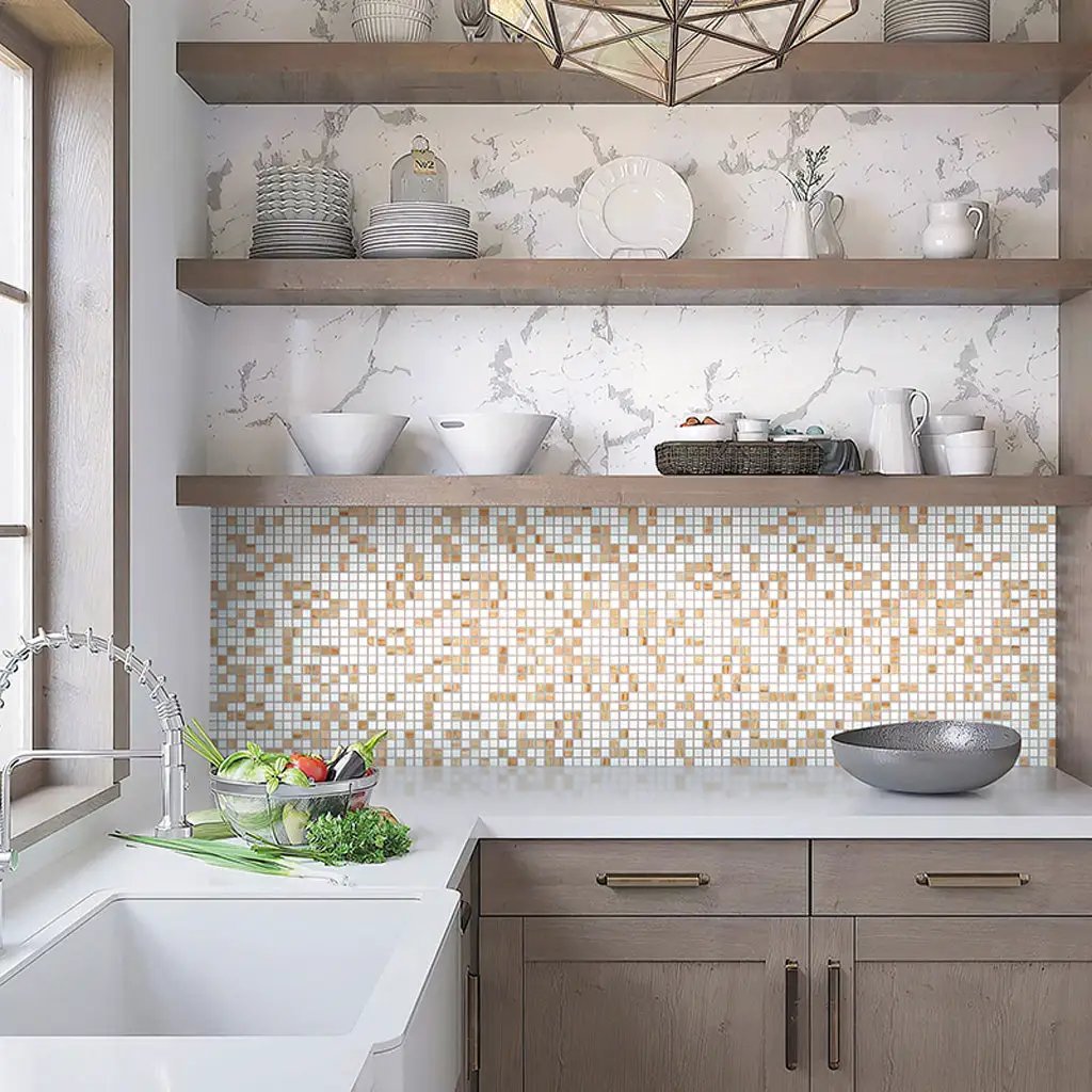 White Beige 12x12 Glossy Uniform Square Glass Mosaic Tile (20 pack, 20 sq ft/case) by Apollo Tile