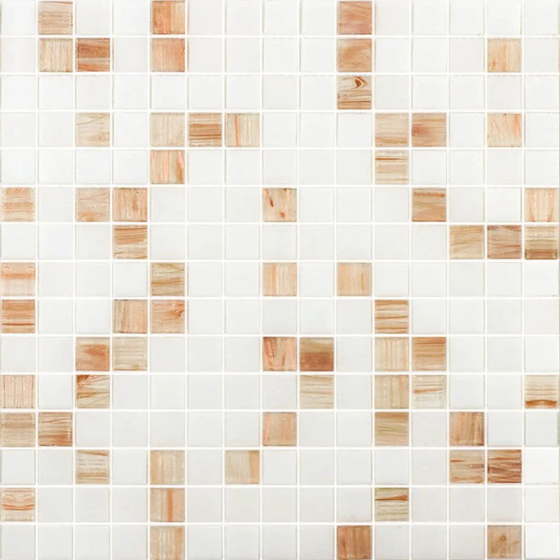 White Beige 12x12 Glossy Uniform Square Glass Mosaic Tile (20 pack, 20 sq ft/case) by Apollo Tile