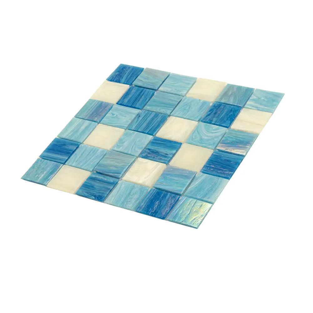 Blue White 12x12 Glossy Glass Uniform Square Mosaic Tile (20 pack, 20 sq ft/case) by Apollo Tile