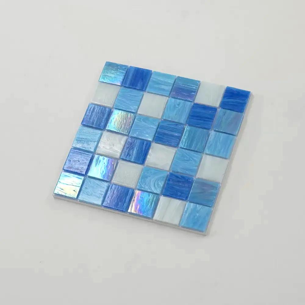 Blue White 12x12 Glossy Glass Uniform Square Mosaic Tile (20 pack, 20 sq ft/case) by Apollo Tile