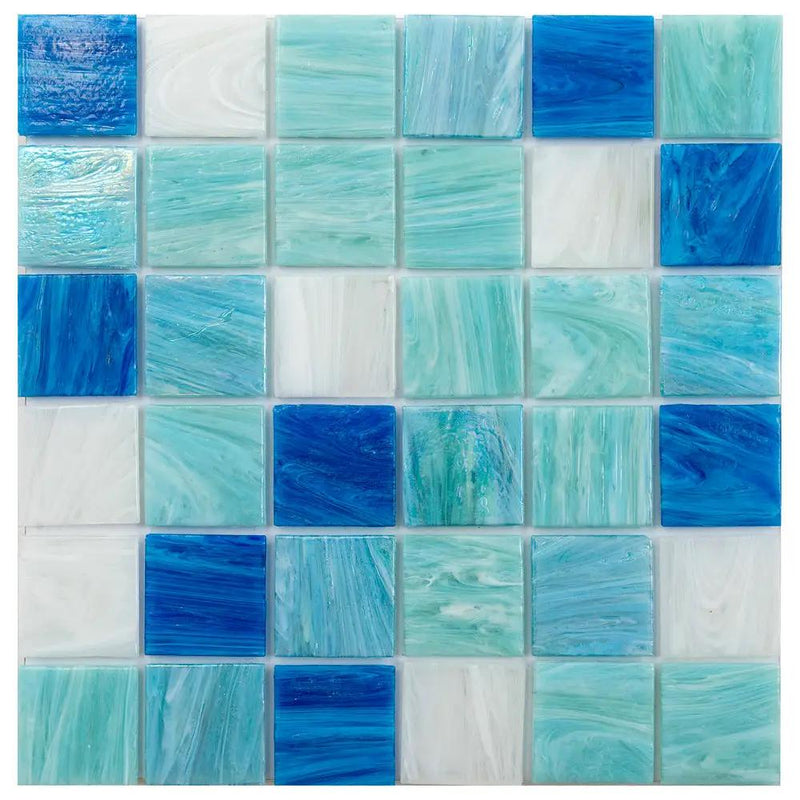 Green White 12x12 Glossy Uniform Square Glass Mosaic Tile (20 pack, 20 sq ft/case) by Apollo Tile