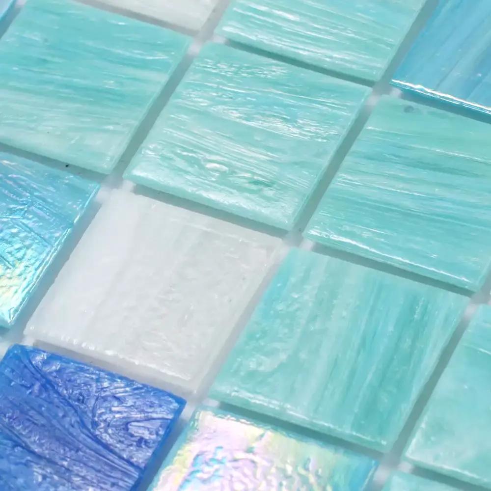 Green White 12x12 Glossy Uniform Square Glass Mosaic Tile (20 pack, 20 sq ft/case) by Apollo Tile