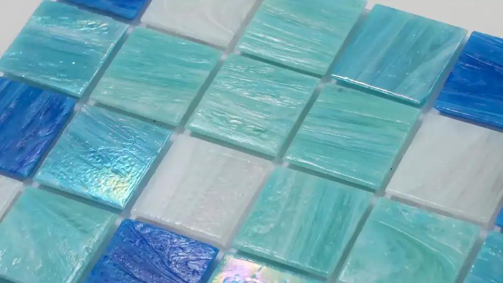 Green White 12x12 Glossy Uniform Square Glass Mosaic Tile (20 pack, 20 sq ft/case) by Apollo Tile