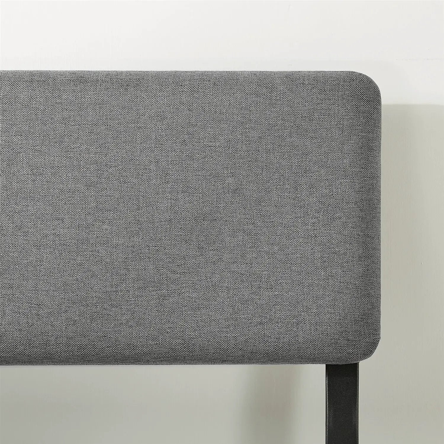 King Size Grey Soft Fabric Metal Headboard Platform Bed Wooden Slats by HomePacific