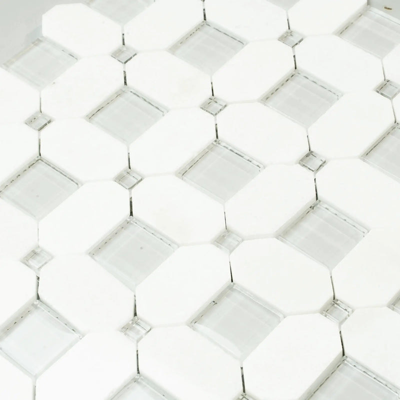 5-Pack White, Blue 12-in x 12-in Polished Glass Wall Tile by Apollo Tile