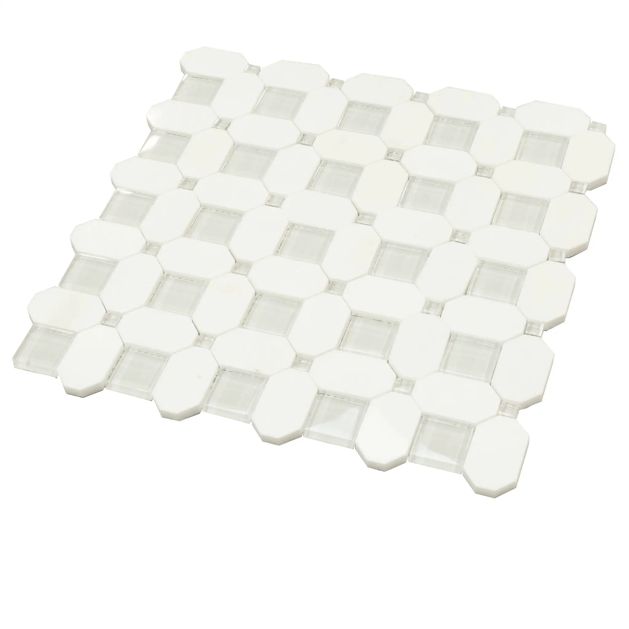 5-Pack White, Blue 12-in x 12-in Polished Glass Wall Tile by Apollo Tile