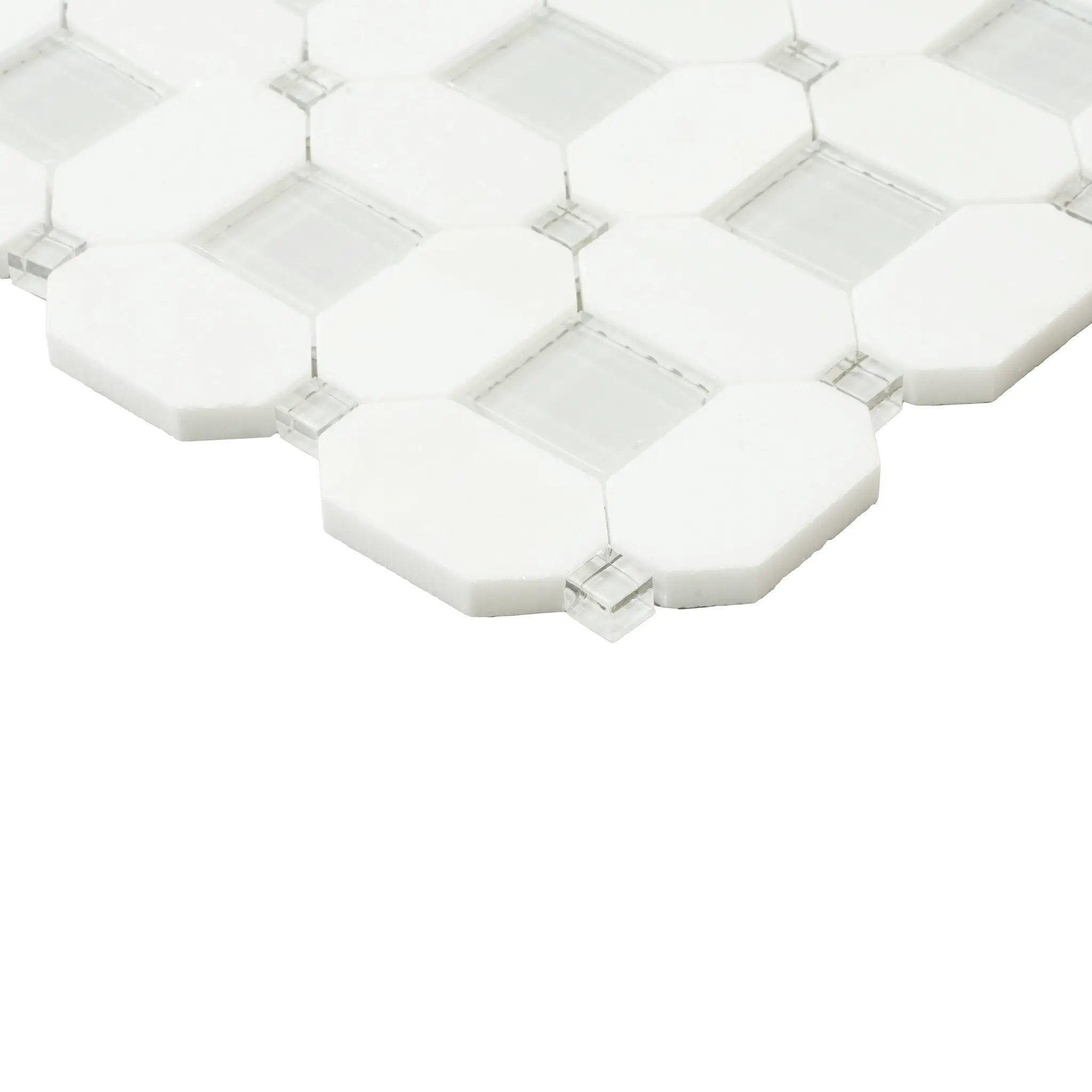 5-Pack White, Blue 12-in x 12-in Polished Glass Wall Tile by Apollo Tile