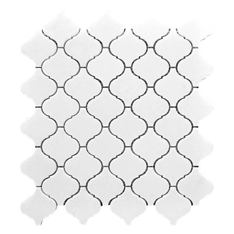 Snow White 10x11 Polished Arabesque Thassos Marble Mosaic Tile (5 pack, 3.75 sq ft/case) by Apollo Tile
