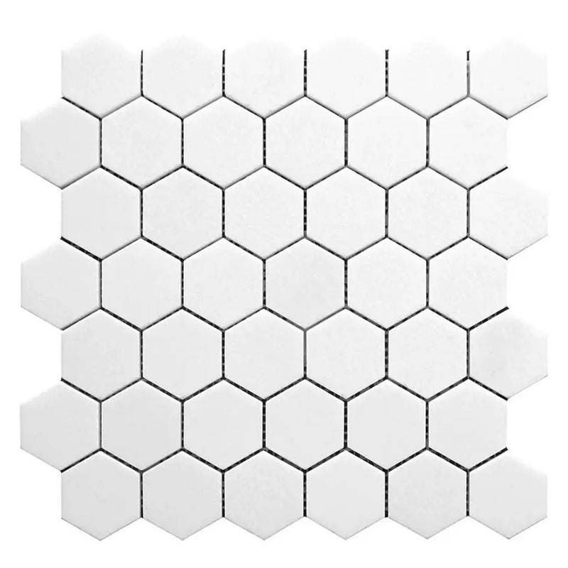 Pearl White 12x12 Polished Hexagon Thassos Marble Mosaic Tile (5 pack, 4.83 sq ft/case) by Apollo Tile