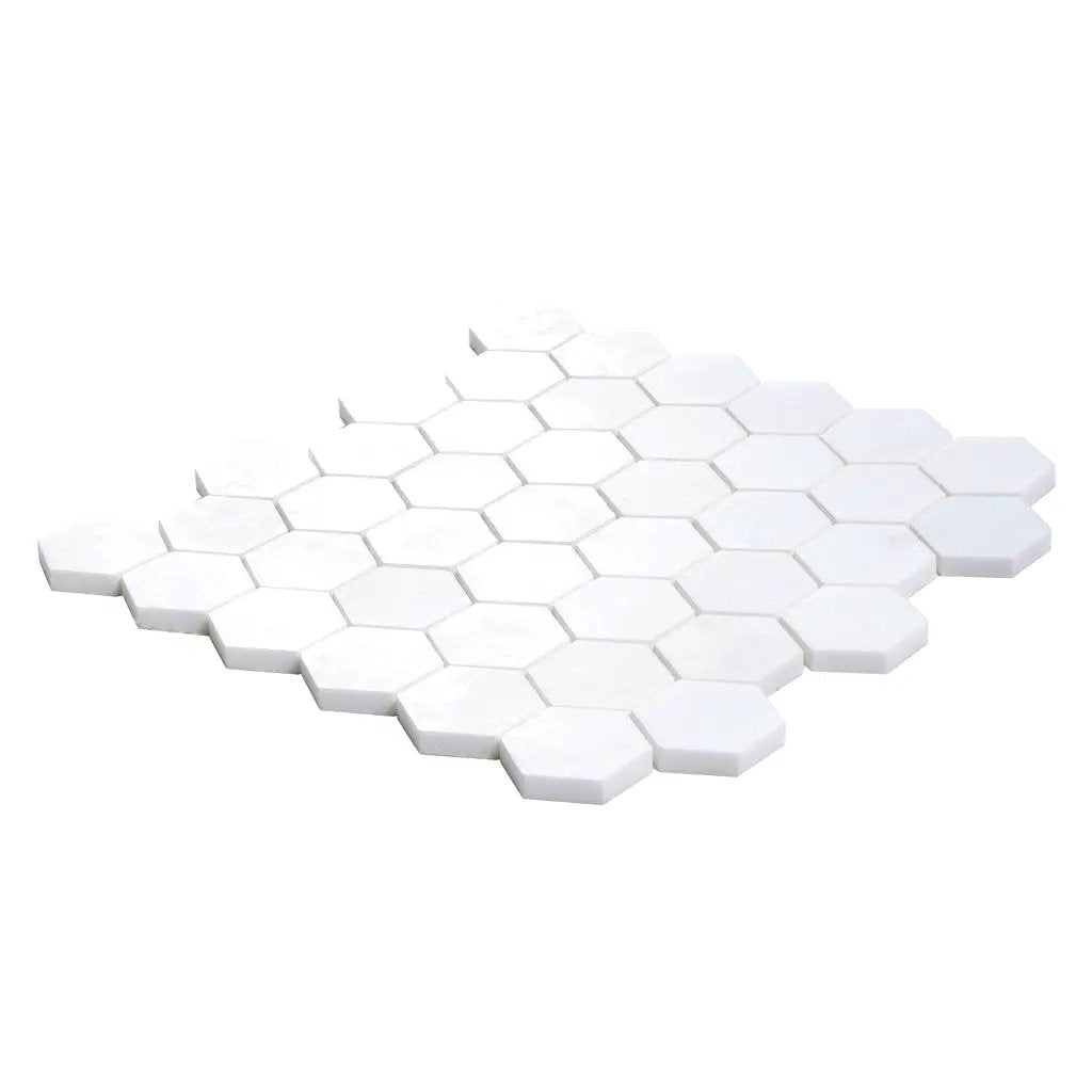 Snow White 12x12 Honed Hexagon Thassos Marble Mosaic Tile (5 pack, 4.83 sq ft/case) by Apollo Tile