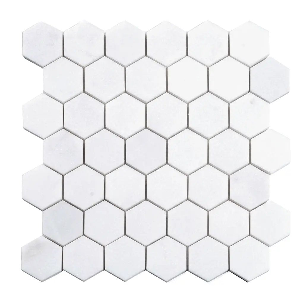 Snow White 12x12 Honed Hexagon Thassos Marble Mosaic Tile (5 pack, 4.83 sq ft/case) by Apollo Tile