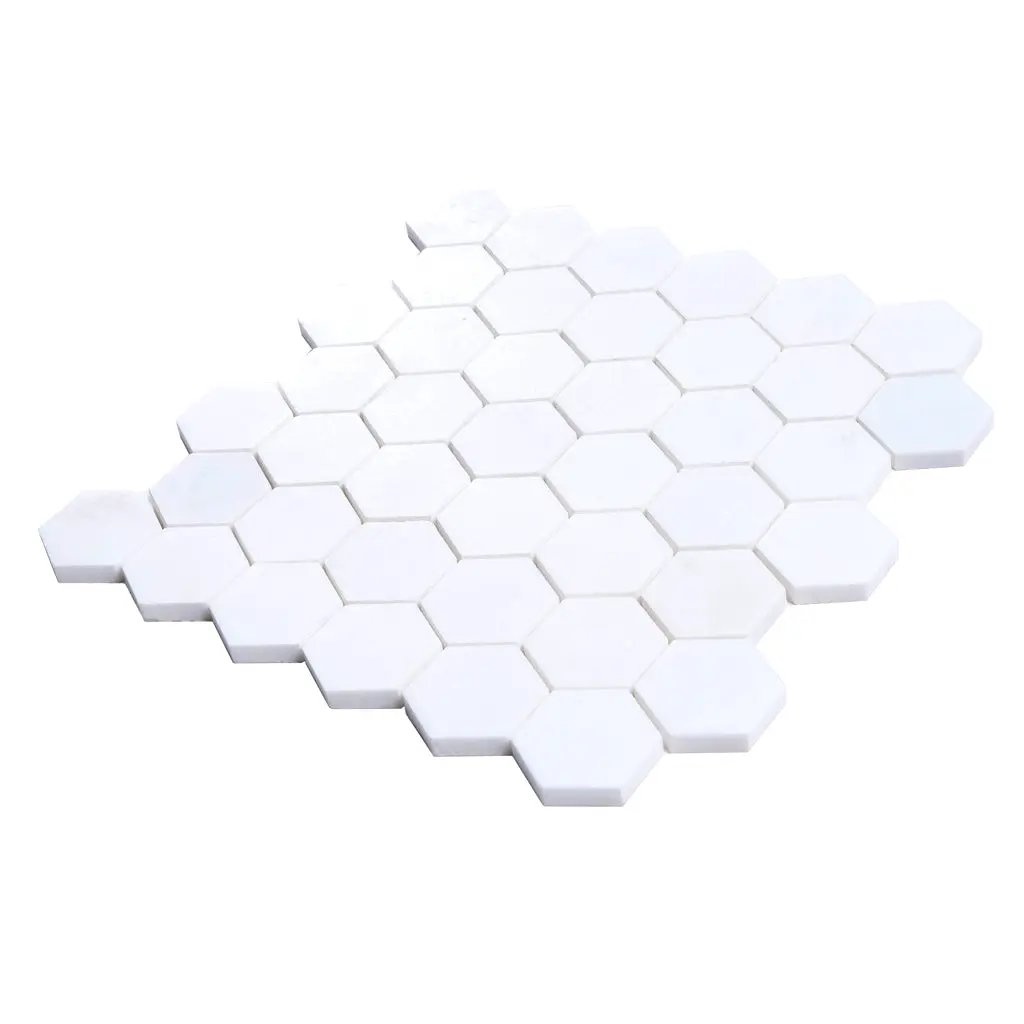 Snow White 12x12 Honed Hexagon Thassos Marble Mosaic Tile (5 pack, 4.83 sq ft/case) by Apollo Tile