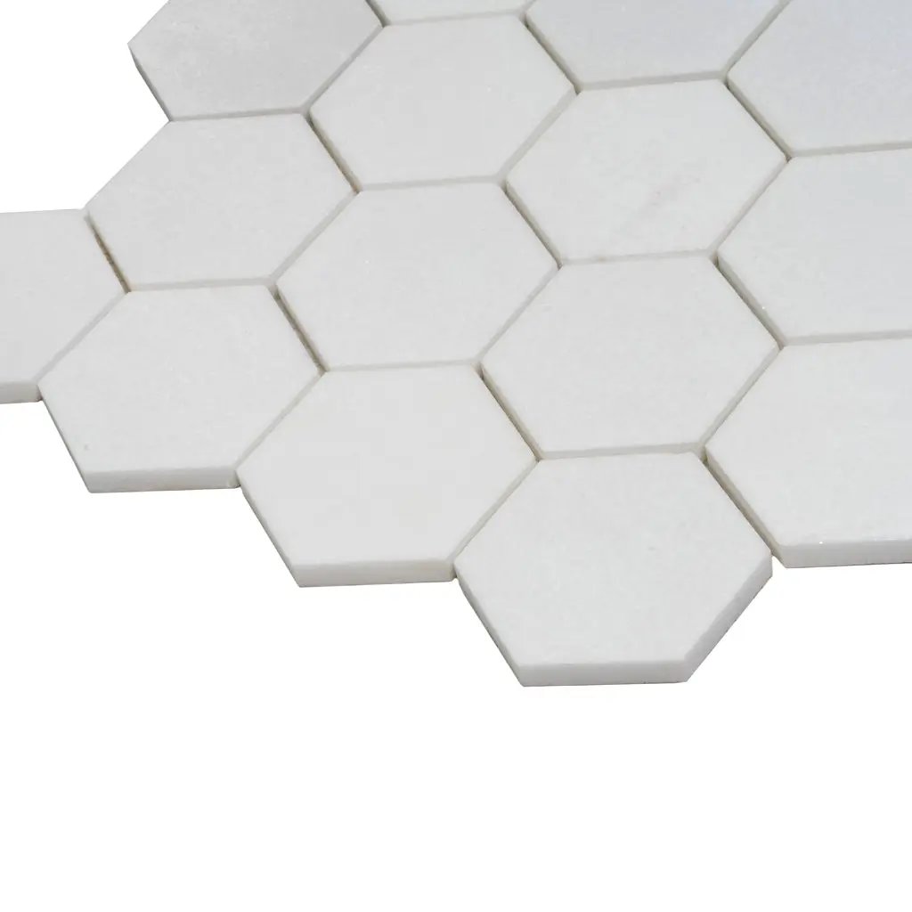 Snow White 10x12 Honed Hexagon Thassos Marble Mosaic Tile (5 pack, 4.46 sq ft/case) by Apollo Tile