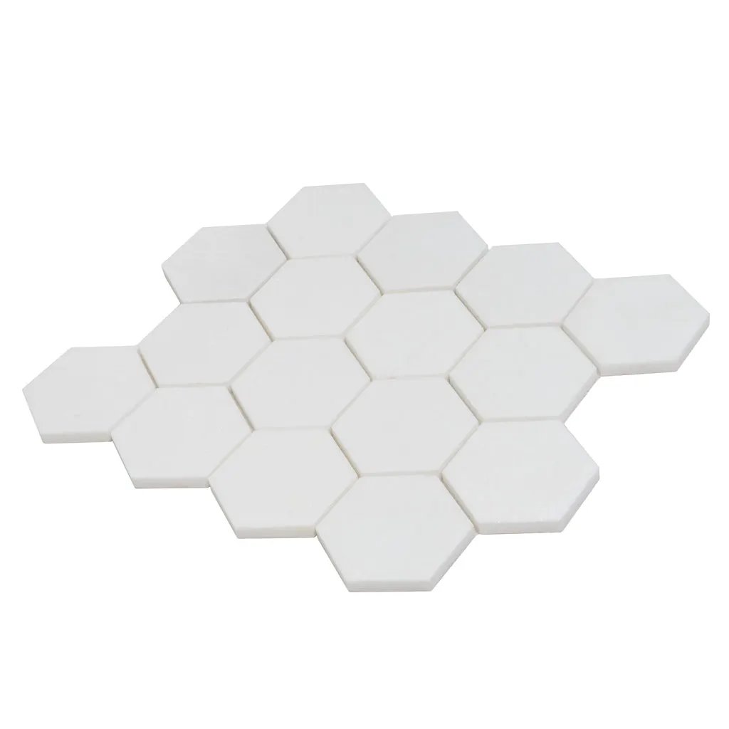 Snow White 10x12 Honed Hexagon Thassos Marble Mosaic Tile (5 pack, 4.46 sq ft/case) by Apollo Tile