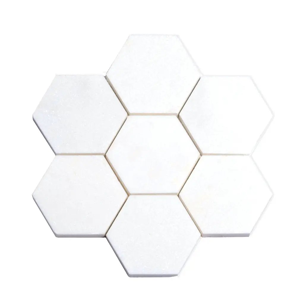 Pearl White 10x11 Honed Hexagon Thassos Marble Mosaic Tile (5 pack, 3.75 sq ft/case) by Apollo Tile