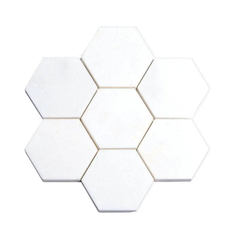 Pearl White 10x11 Honed Hexagon Thassos Marble Mosaic Tile (5 pack, 3.75 sq ft/case) by Apollo Tile