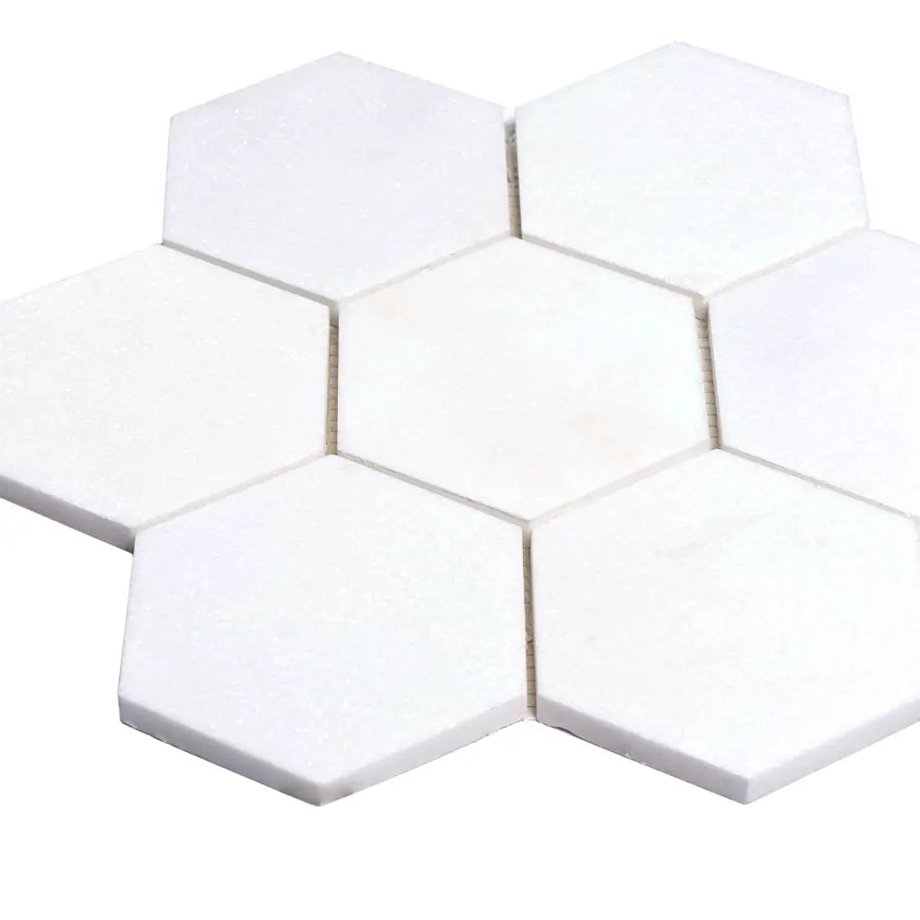 Pearl White 10x11 Honed Hexagon Thassos Marble Mosaic Tile (5 pack, 3.75 sq ft/case) by Apollo Tile