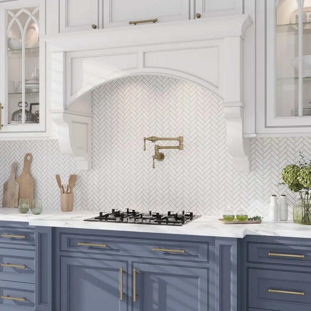 Snow White 12x13 Honed Herringbone Thassos Marble Mosaic Tile (5 pack, 5.29 sq ft/case) by Apollo Tile