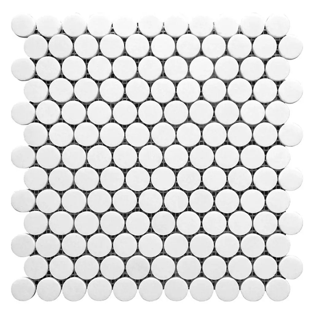 Snow White 11x12 Polished Round Thassos Marble Mosaic Tile (5 pack, 4.47 sq ft/case) by Apollo Tile