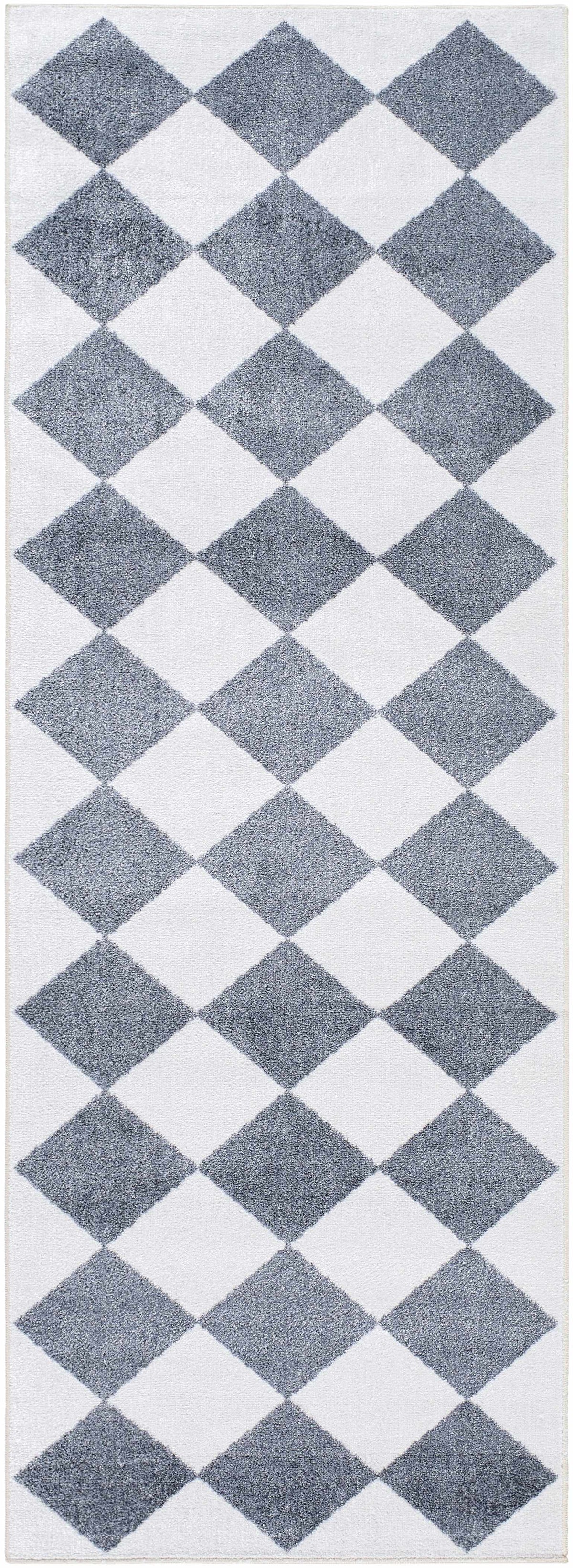 Ulric Navy Blue Diamond Washable Area Rug, photo 10 of 14