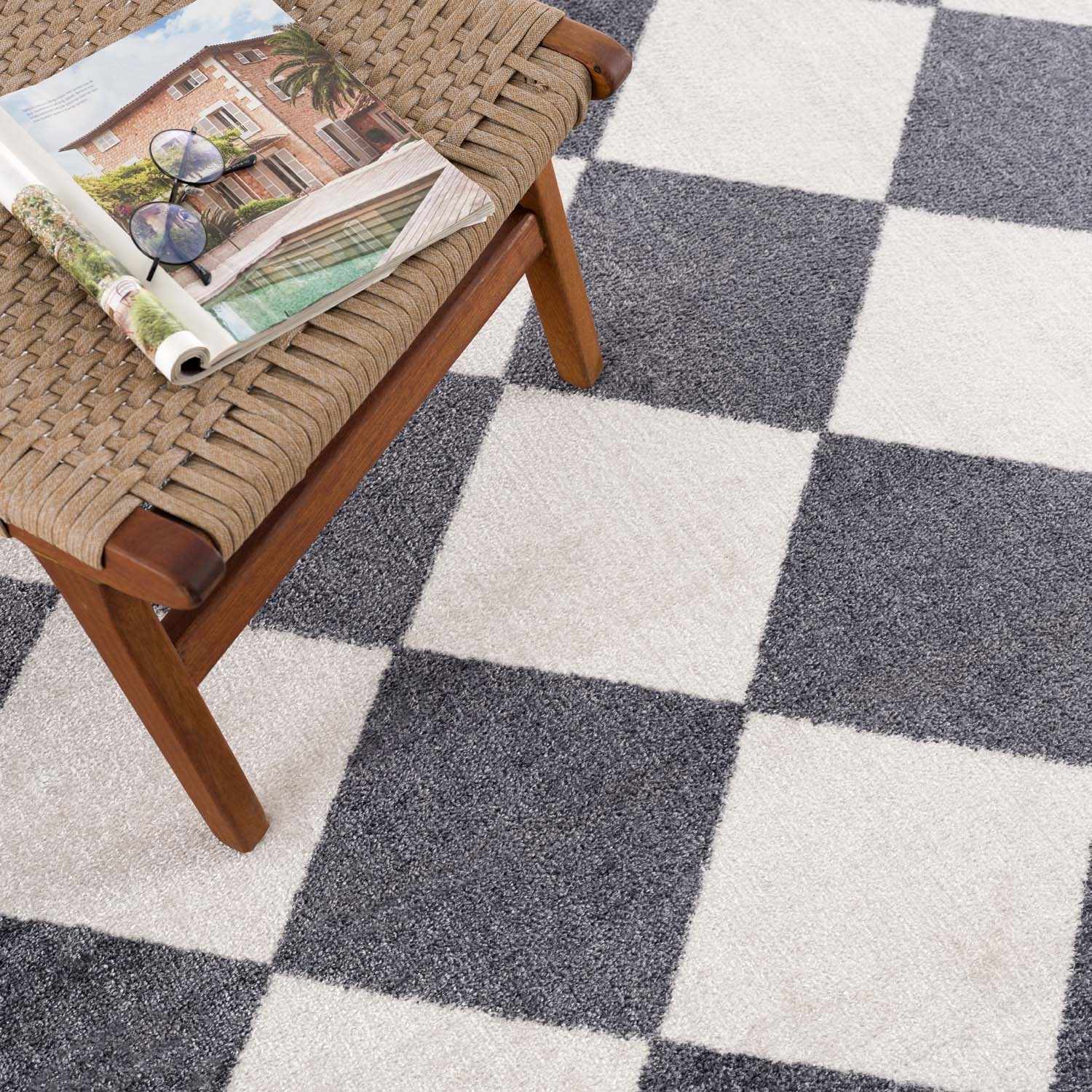 Ulric Navy Blue Diamond Washable Area Rug by Boutique Rugs