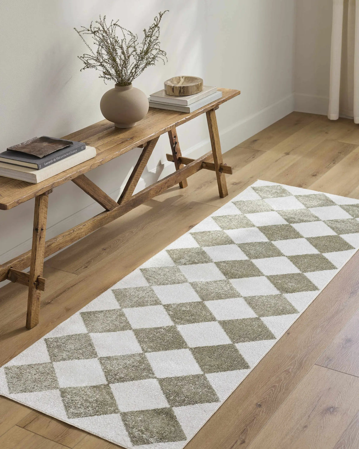 Ulric Green Diamond Washable Area Rug, installed in a room 3