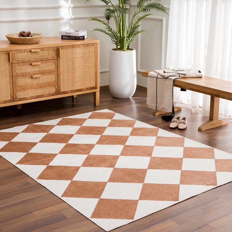 Ulric Chestnut Diamond Washable Area Rug by Boutique Rugs