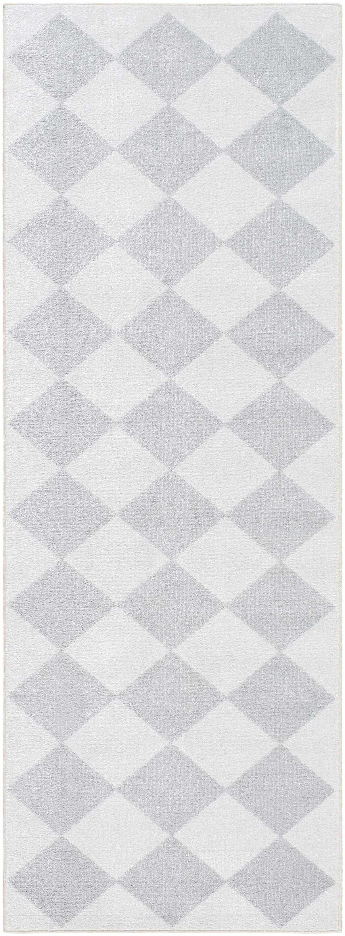 Ulric Light Gray Diamond Washable Area Rug, photo 7 of 15