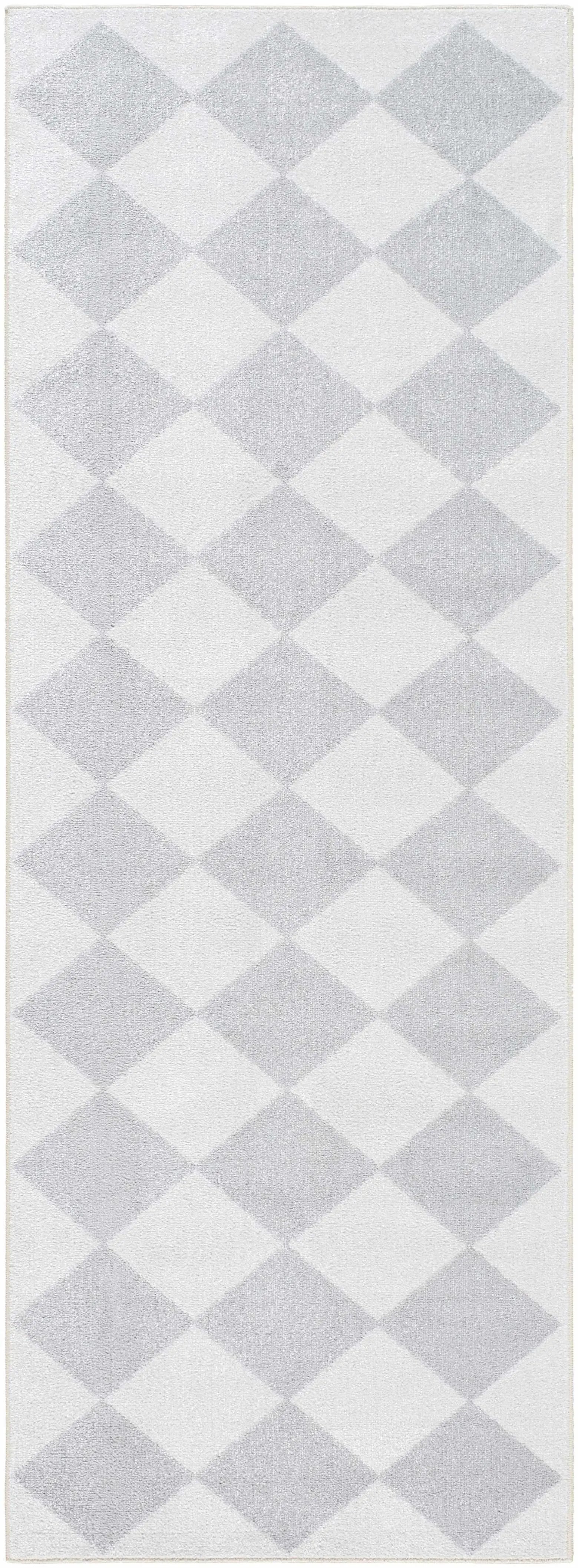 Ulric Light Gray Diamond Washable Area Rug by Boutique Rugs
