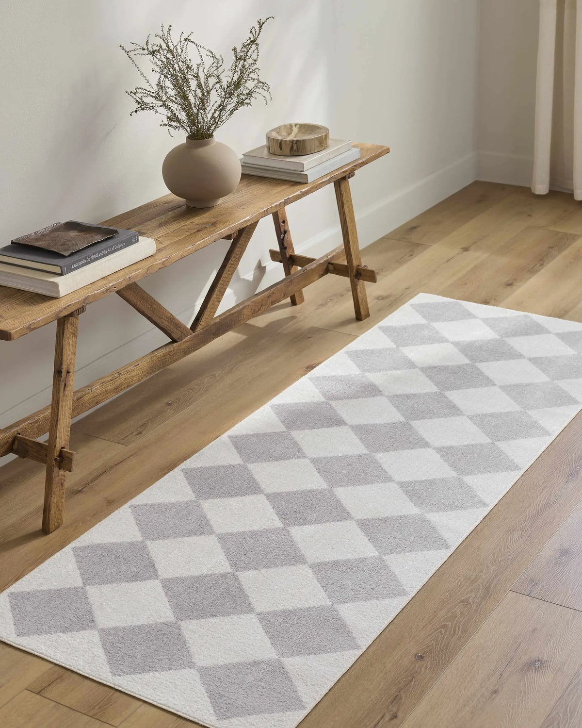 Ulric Light Gray Diamond Washable Area Rug, installed in a room 3