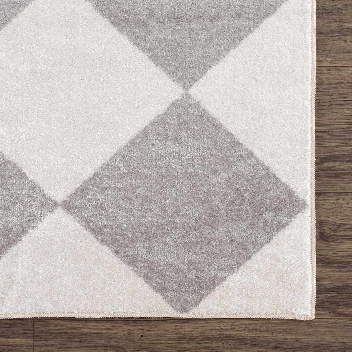Ulric Light Gray Diamond Washable Area Rug, photo 6 of 15