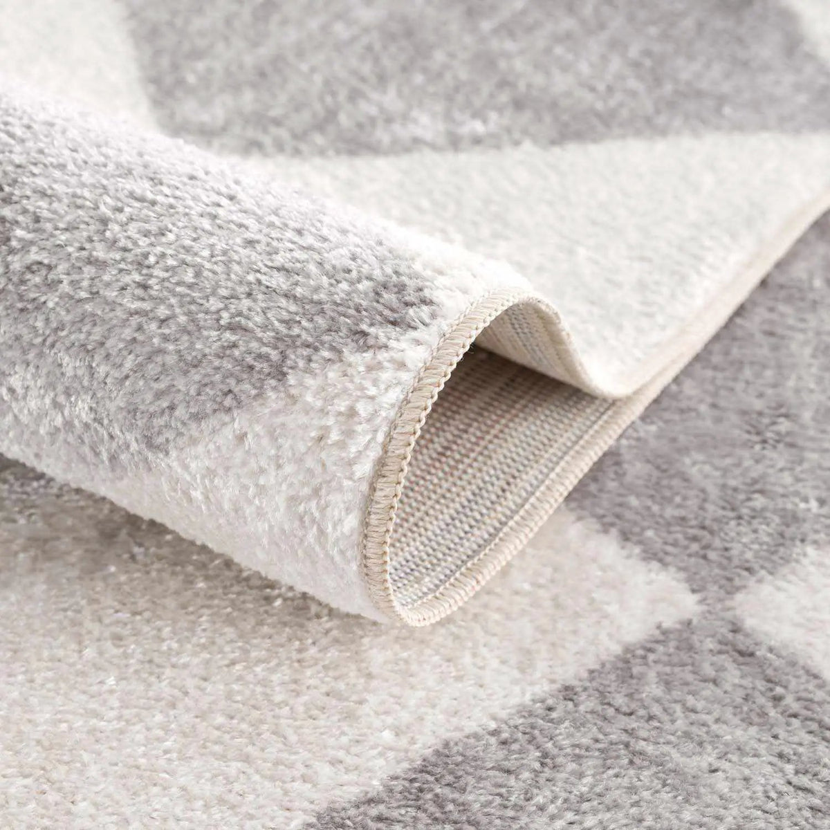 Ulric Light Gray Diamond Washable Area Rug, photo 4 of 15