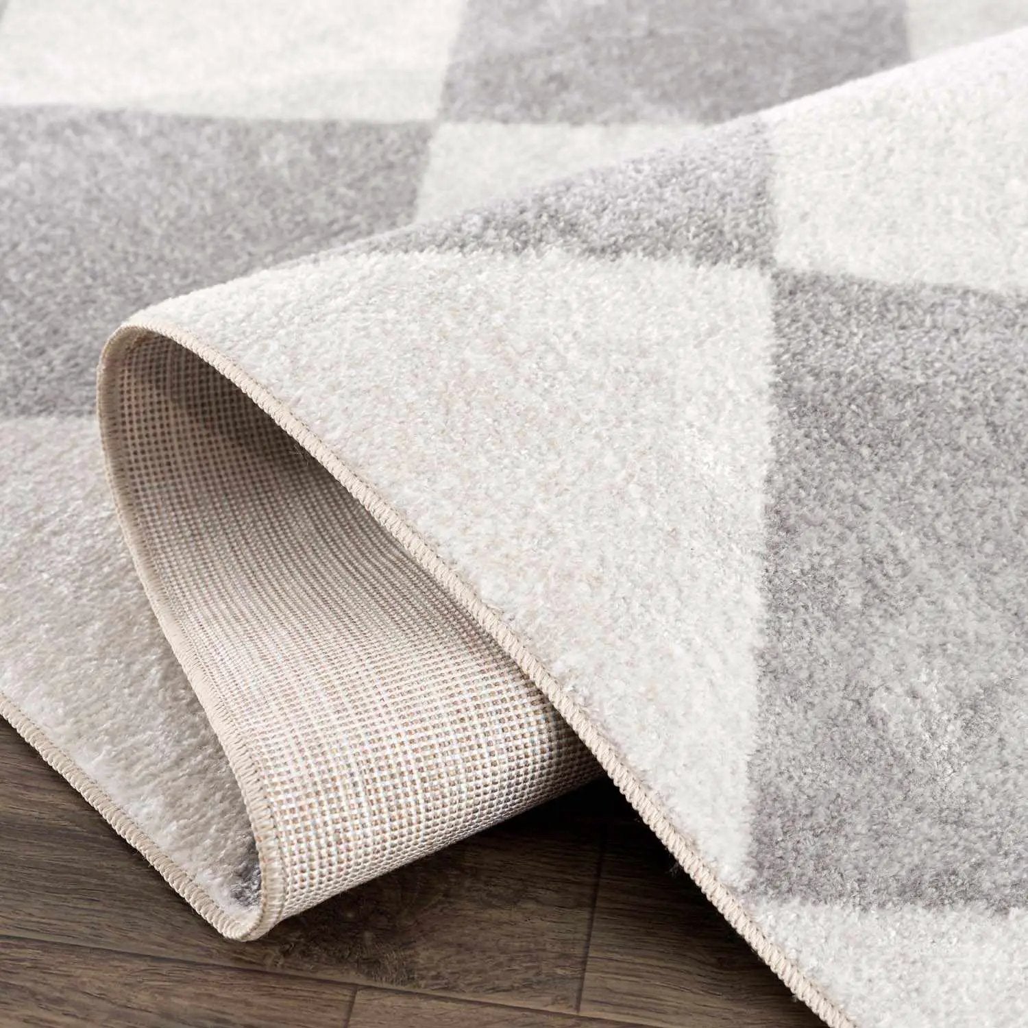 Ulric Light Gray Diamond Washable Area Rug by Boutique Rugs