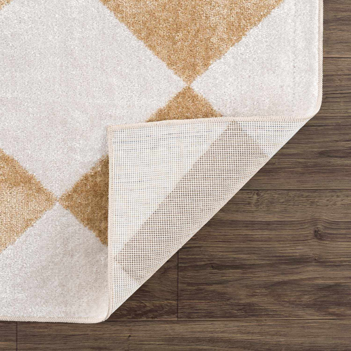 Ulric Light Brown Diamond Washable Area Rug, photo 5 of 13