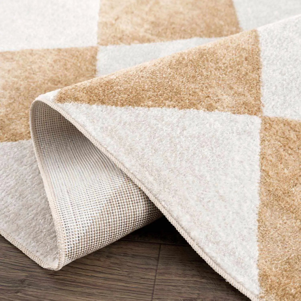 Ulric Light Brown Diamond Washable Area Rug, photo 7 of 13